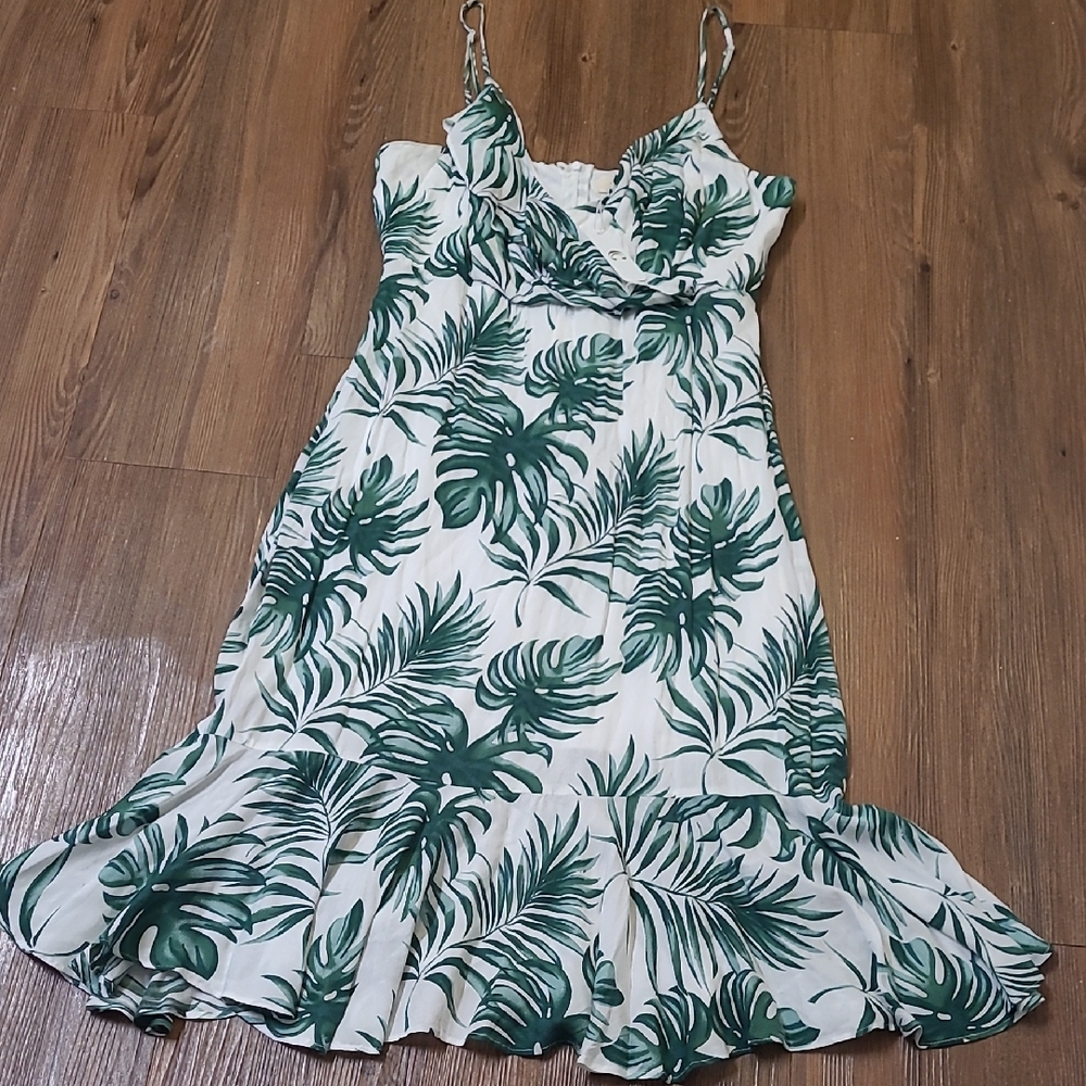 SANDY &SITropical Green and White Midi Dress for women zise m new dress casual.